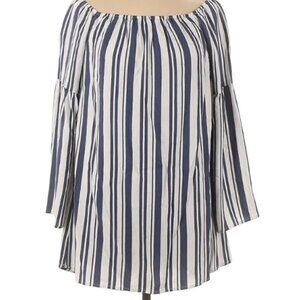 Tobi blue & white stripped casual dress 3/4 bell sleeves wear on/off shoulders M